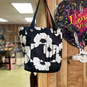 Thirty-One Black and White Floral Tote